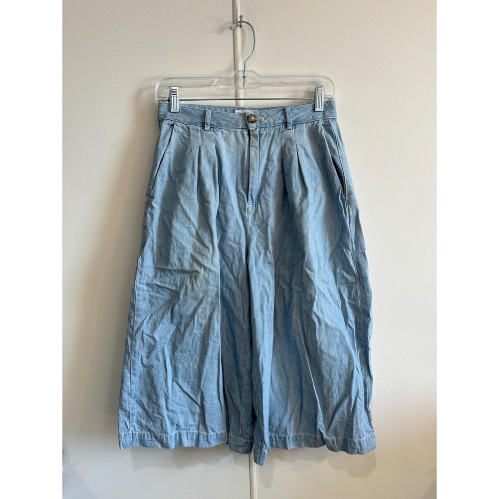 Pilcro And The Letterpress Wide Leg Jeans Womens 26 Blue Chambray Pleated 26x20